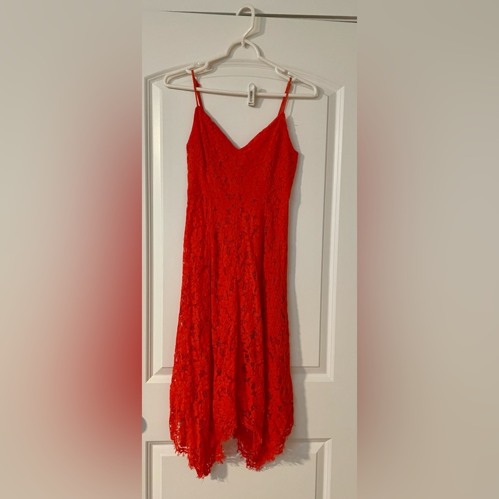 Orange Lace Midi Sundress